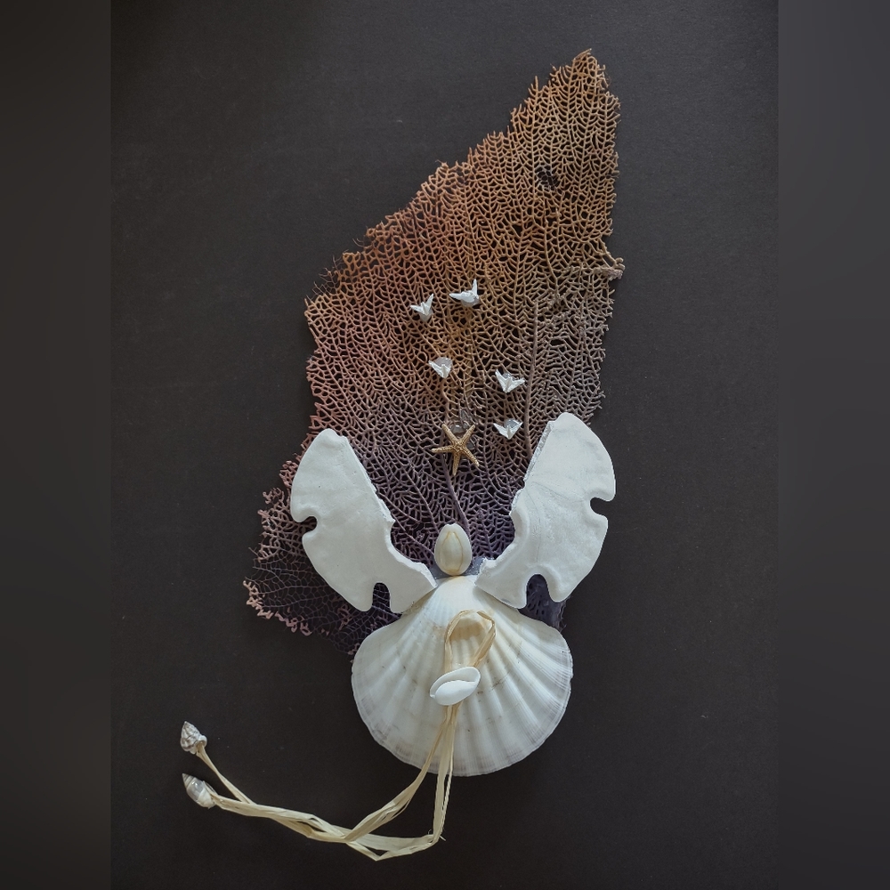 Sand Dollar and Coral Shell Angel Ornament
